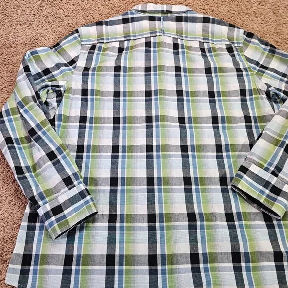 Banana Republic Button Up Shirt Mens XL Green Plaid Long Sleeve Cotton - Picture 7 of 8